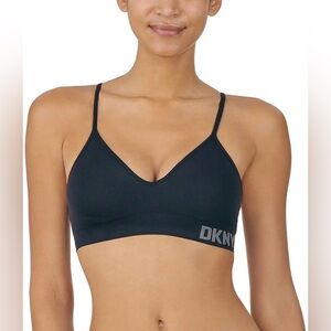 NWT DKNY Women's Adjustable Seamless Bra 2 Pk Black Sand Small